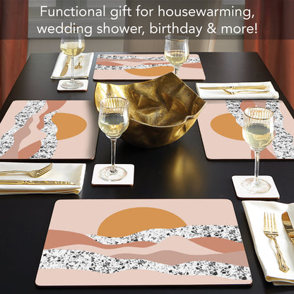 CounterArt Mohave Sunrise Premium Decorative Hardboard Tabletop Placemats 4-Pack Manufactured in The USA Heat Tolerant and Easily Wipes Clean