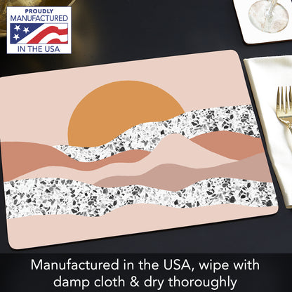 CounterArt Mohave Sunrise Premium Decorative Hardboard Tabletop Placemats 4-Pack Manufactured in The USA Heat Tolerant and Easily Wipes Clean
