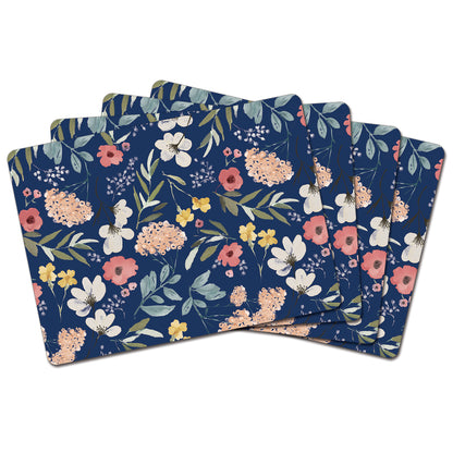 Meadow Blue Premium Decorative Hardboard Tabletop Placemats 4 Pack Manufactured in the USA