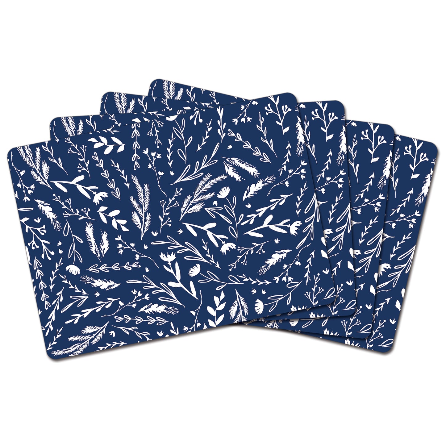 Navy Meadow Sketch Premium Decorative Hardboard Tabletop Placemats 4 Pack Manufactured in the USA