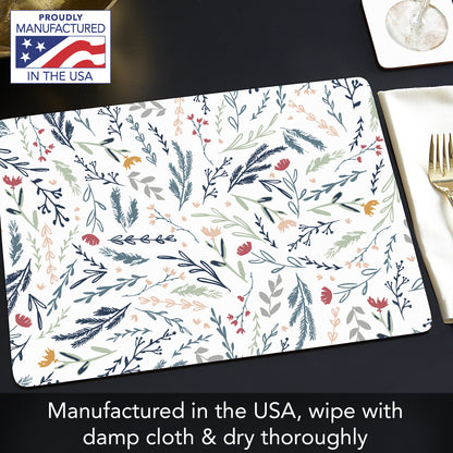CounterArt Meadow Field Premium Decorative Hardboard Tabletop Placemats 4-Pack Manufactured in The USA Heat Tolerant and Easily Wipes Clean