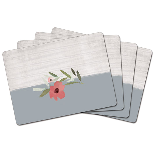 Meadow Flower Premium Decorative Hardboard Tabletop Placemats 4 Pack Manufactured in the USA