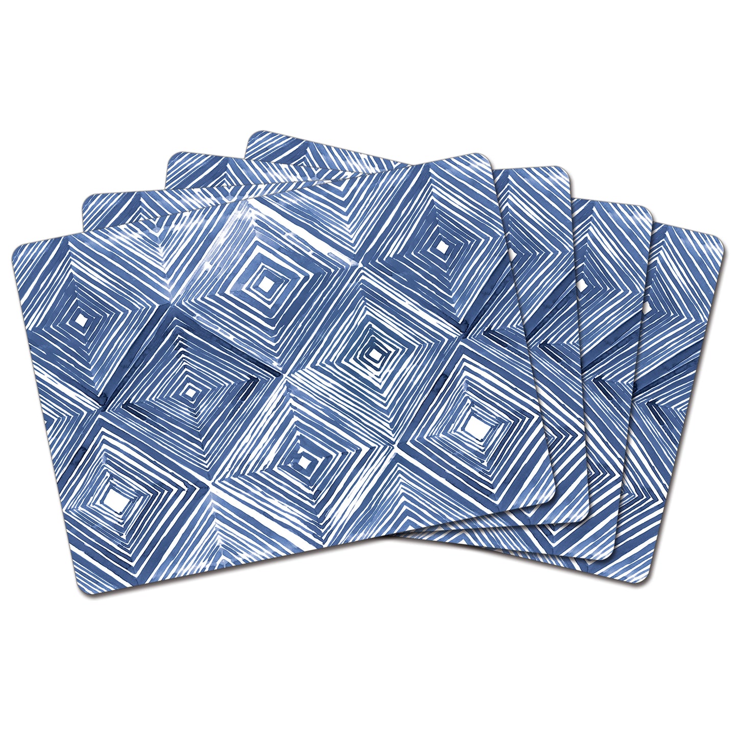 Indigo Diamond Premium Decorative Hardboard Tabletop Placemats 4 Pack Manufactured in the USA
