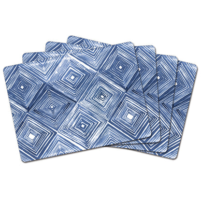 Indigo Diamond Premium Decorative Hardboard Tabletop Placemats 4 Pack Manufactured in the USA