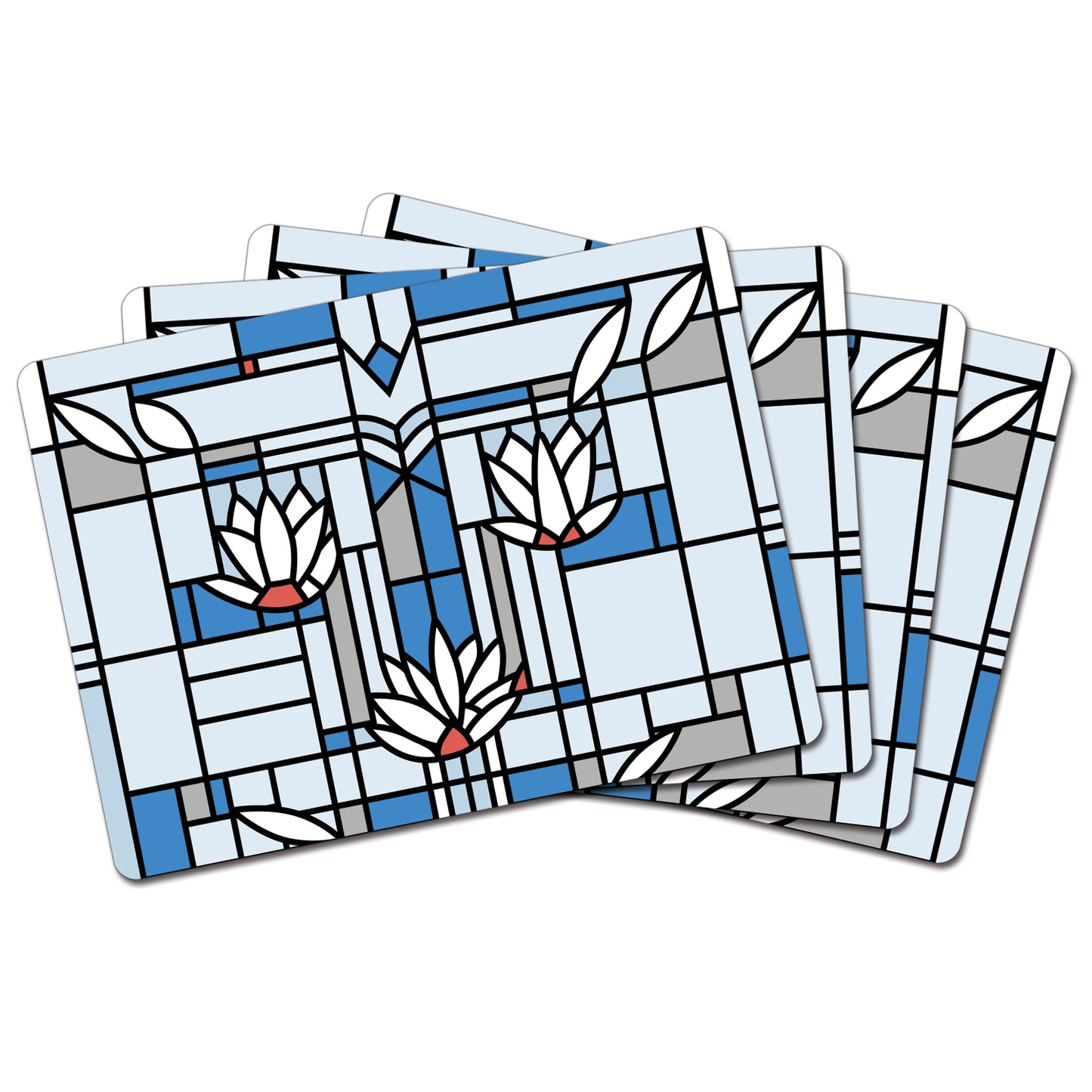 Waterlilies by Frank Lloyd Wright Decorative Hardboard Placemat 4 Pack Manufactured in the USA