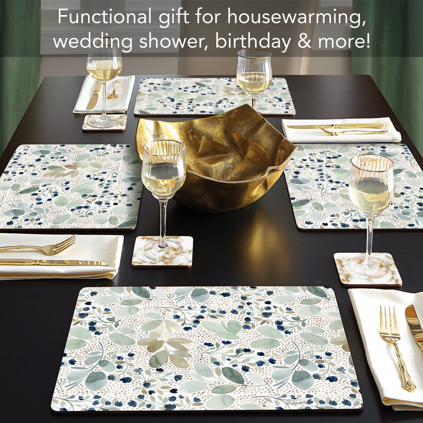 Blooming Soon Premium 4 Pack Boxed Hardboard Tabletop Placemats Manufactured in the USA