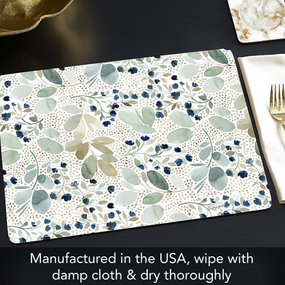 Blooming Soon Premium 4 Pack Boxed Hardboard Tabletop Placemats Manufactured in the USA