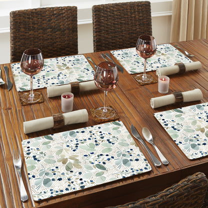 Blooming Soon Premium 4 Pack Boxed Hardboard Tabletop Placemats Manufactured in the USA