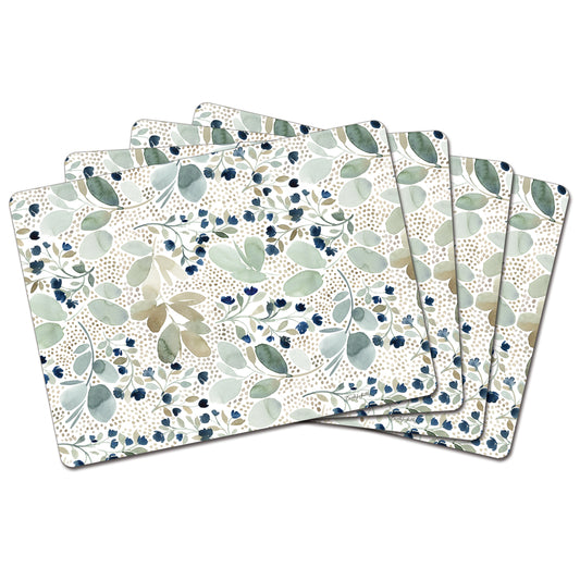 Blooming Soon Premium 4 Pack Boxed Hardboard Tabletop Placemats Manufactured in the USA