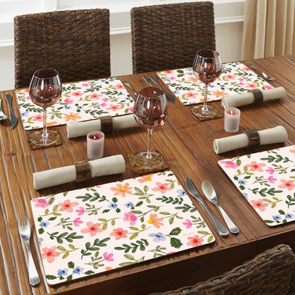 Watercolor Floral Premium 4 Pack Boxed Hardboard Tabletop Placemats Manufactured in the USA