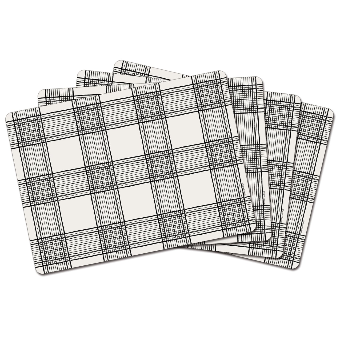 Wired Plaid Premium Boxed Hardboard Tabletop Placemats 4 Pack Manufactured in the USA