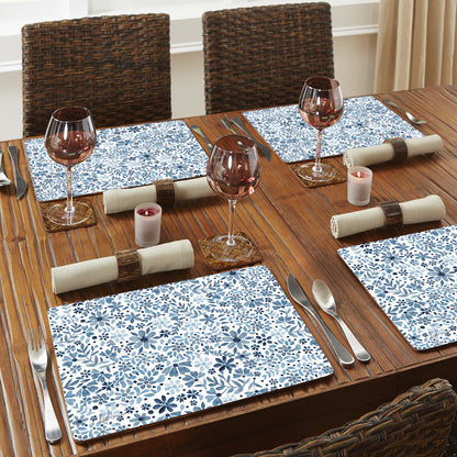 Ditsy Floral Premium 4 Pack Boxed Hardboard Tabletop Placemats Manufactured in the USA