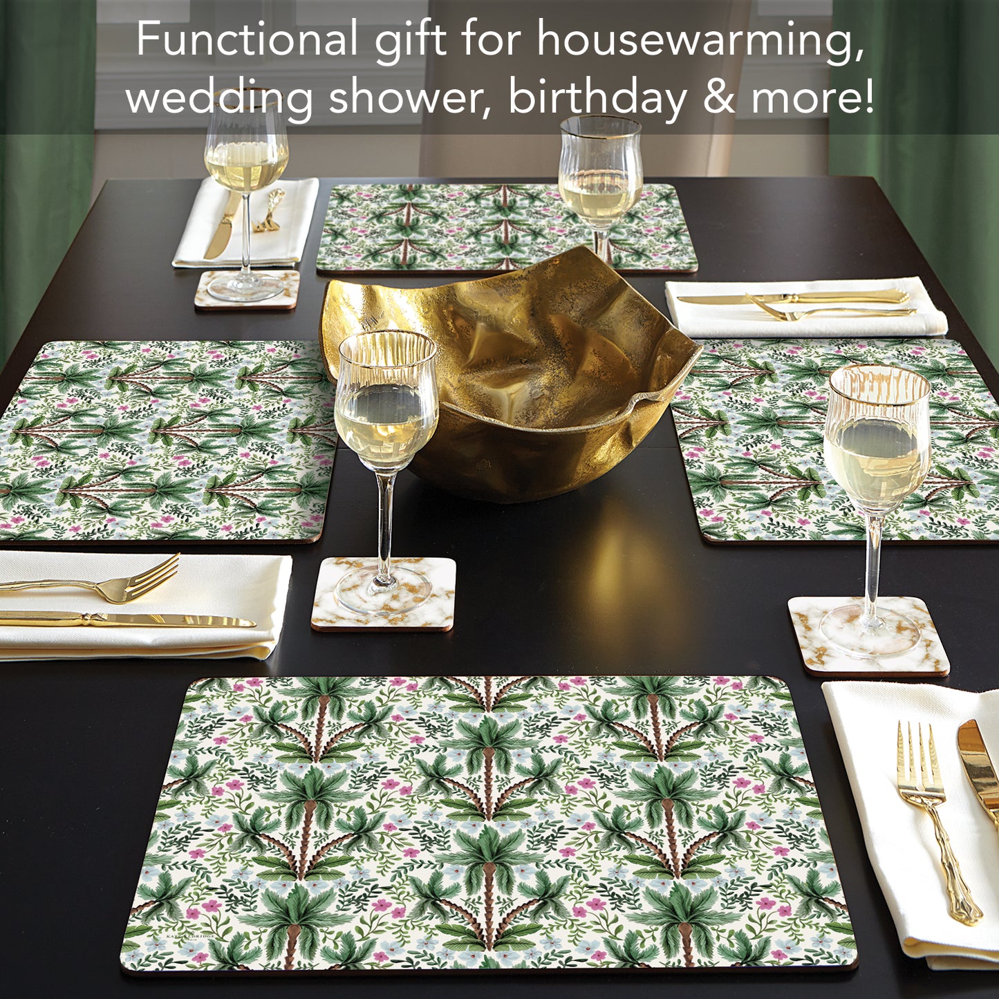 Hot Tropics Premium 4 Pack Boxed Hardboard Tabletop Placemats Manufactured in the USA