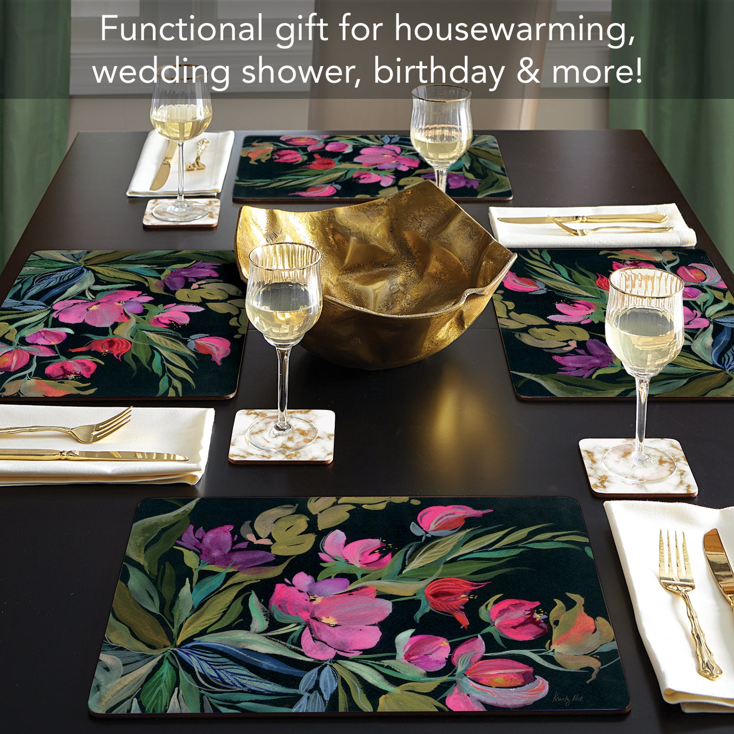 Moody Jewels Premium 4 Pack Boxed Hardboard Tabletop Placemats Manufactured in the USA