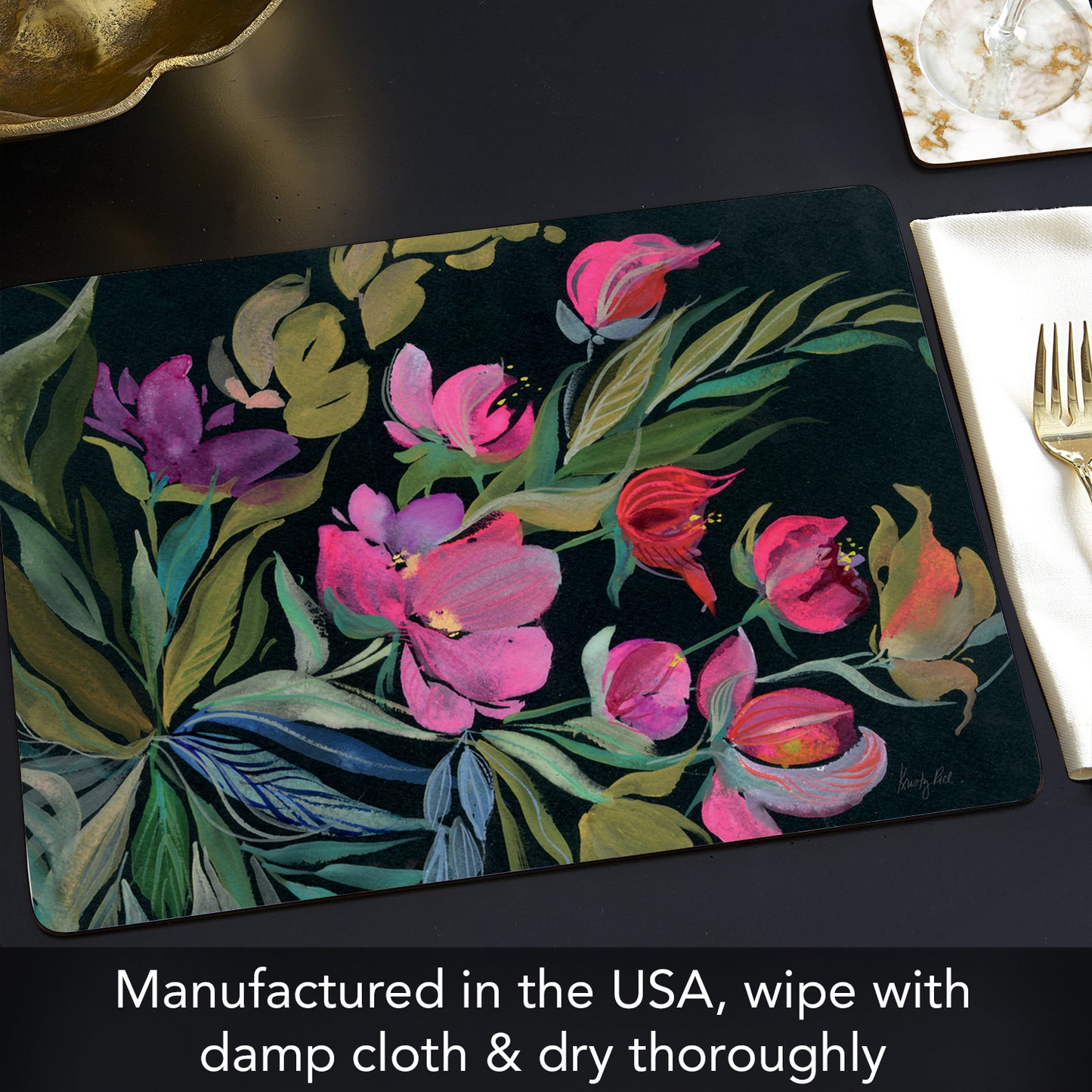 Moody Jewels Premium 4 Pack Boxed Hardboard Tabletop Placemats Manufactured in the USA