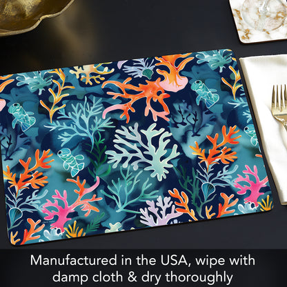 Nautical Harmony Premium 4 Pack Boxed Hardboard Tabletop Placemats Manufactured in the USA