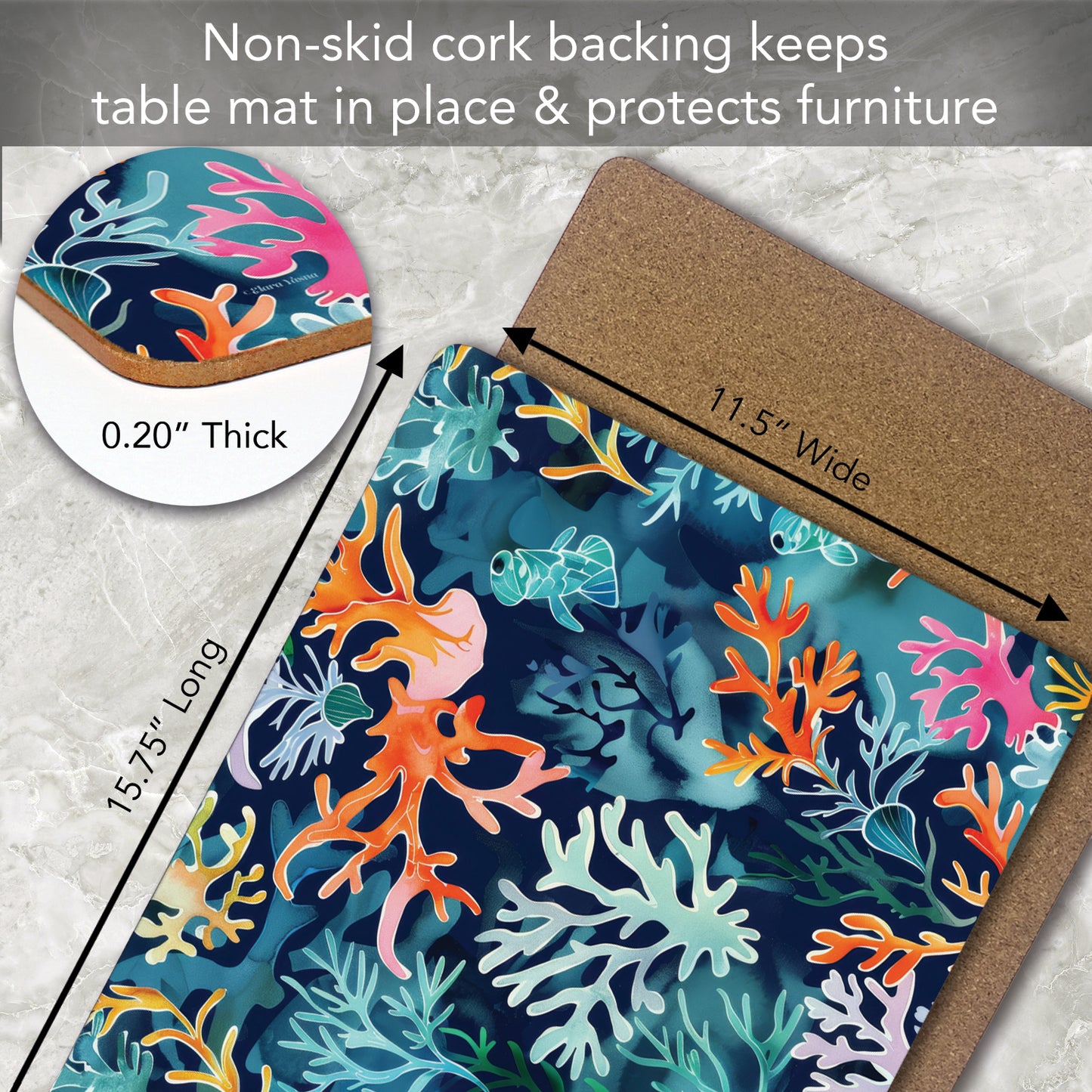 Nautical Harmony Premium 4 Pack Boxed Hardboard Tabletop Placemats Manufactured in the USA