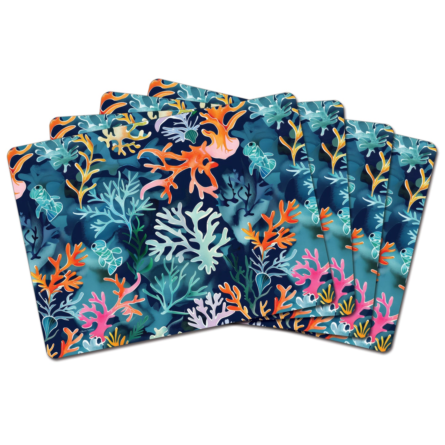 Nautical Harmony Premium 4 Pack Boxed Hardboard Tabletop Placemats Manufactured in the USA