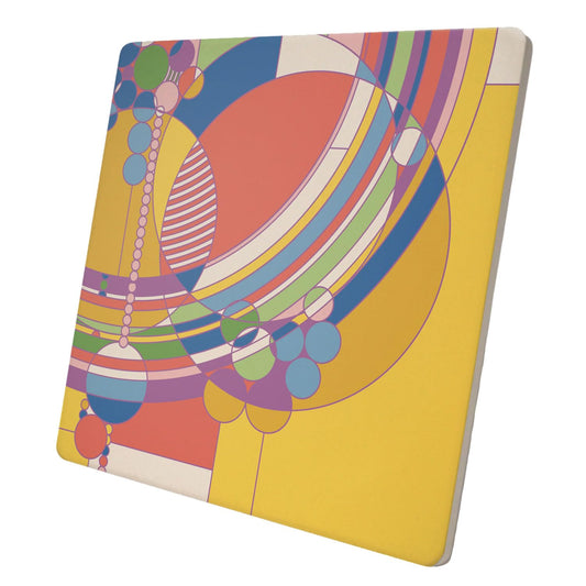 Frank Lloyd Wright March Balloons II Design on 8" Square Stone Trivet Manufactured in The USA Heat Tolerant Easily Wipes Clean