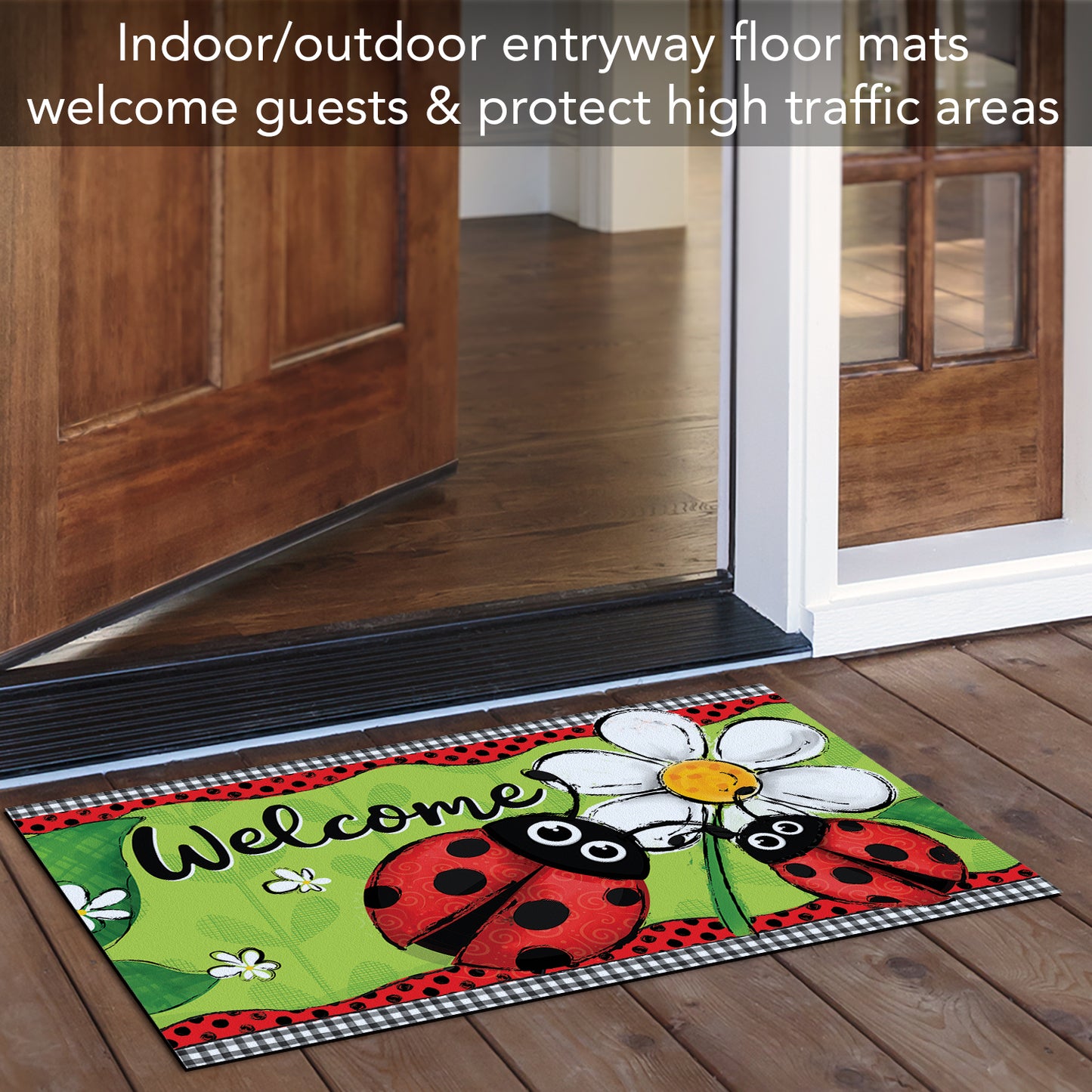Counterart Ladybug Welcome Indoor/Outdoor Entryway Floor Mat Manufactured in the USA 29.5" by 17.75"