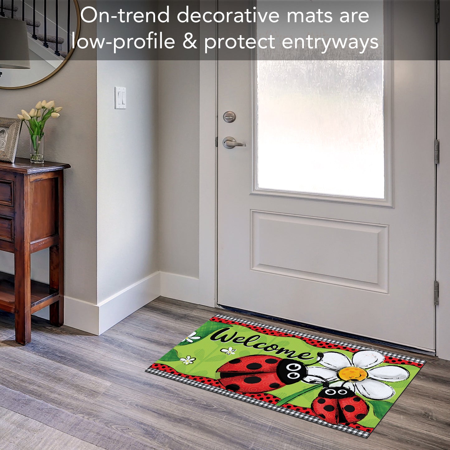 Counterart Ladybug Welcome Indoor/Outdoor Entryway Floor Mat Manufactured in the USA 29.5" by 17.75"