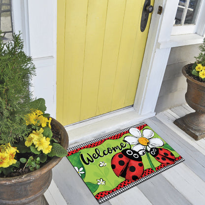 Counterart Ladybug Welcome Indoor/Outdoor Entryway Floor Mat Manufactured in the USA 29.5" by 17.75"