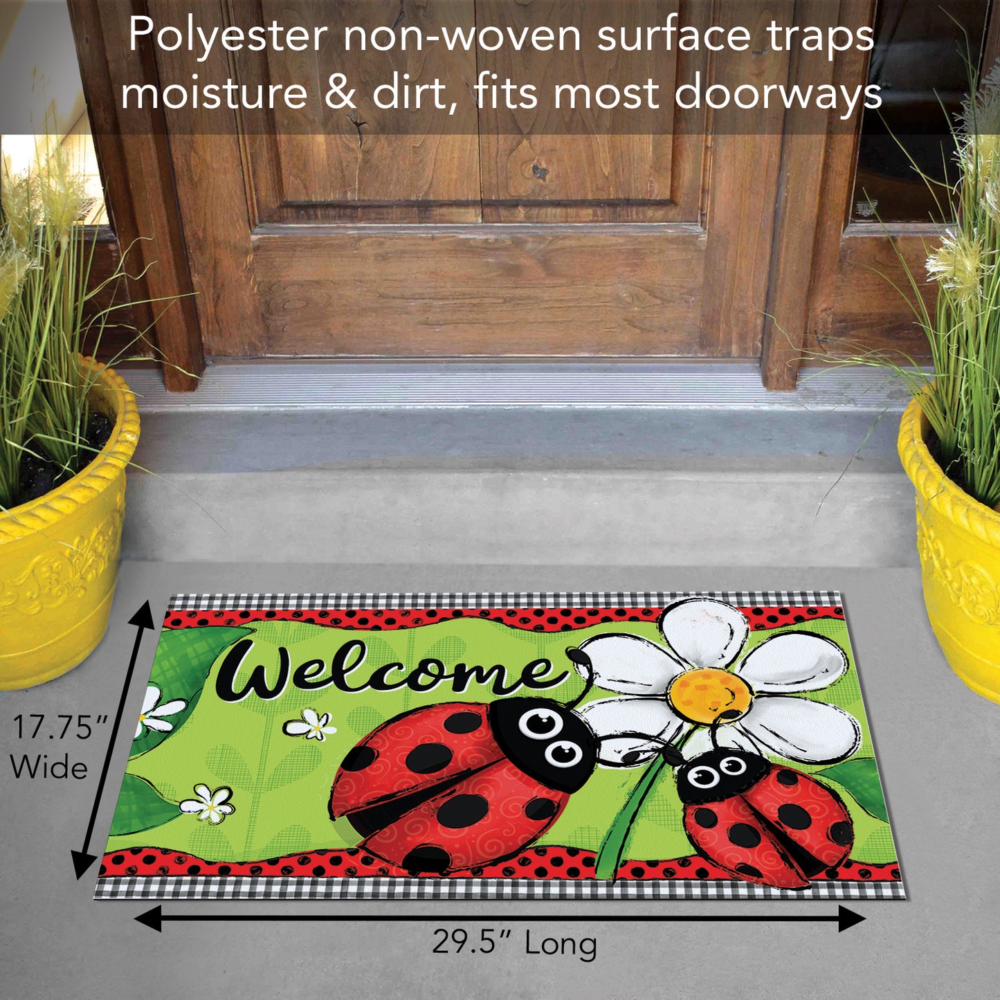 Counterart Ladybug Welcome Indoor/Outdoor Entryway Floor Mat Manufactured in the USA 29.5" by 17.75"