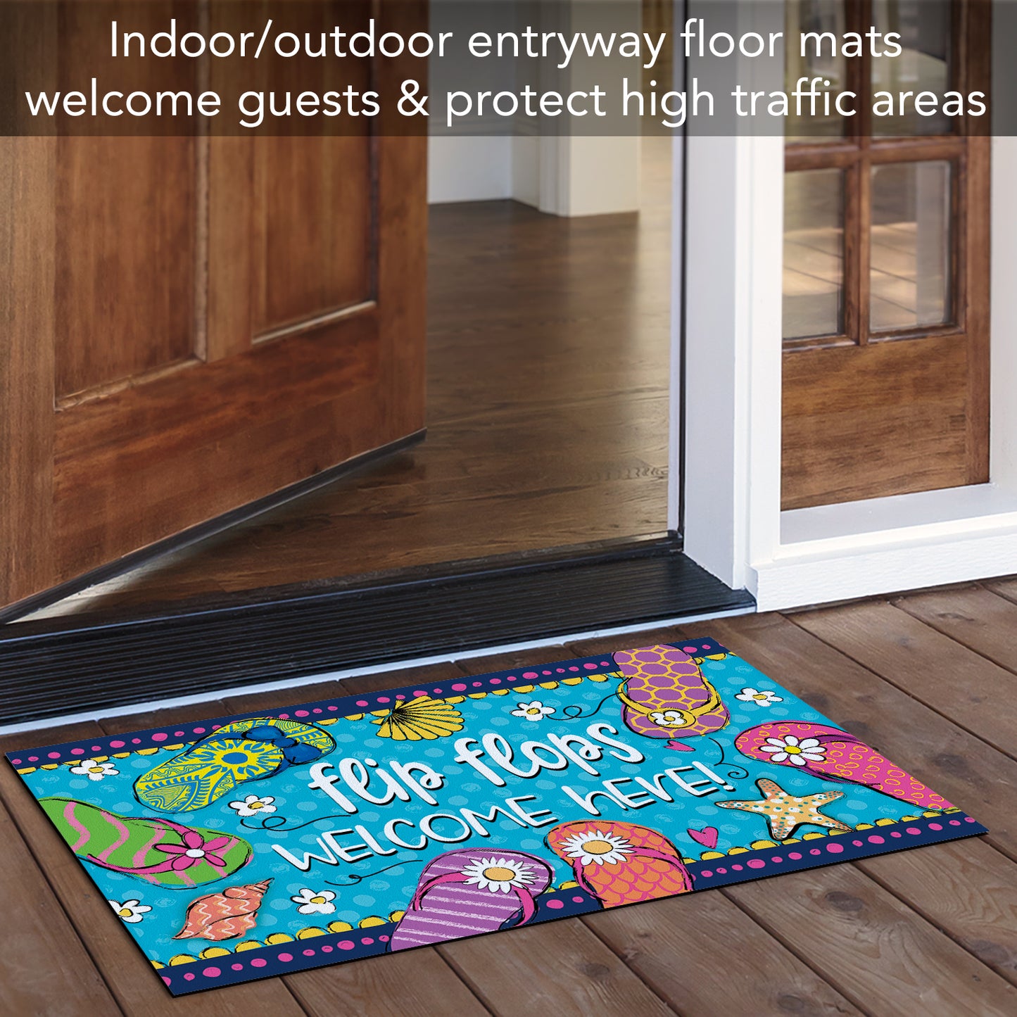 Counterart Flip Flops Welcome Indoor/Outdoor Entryway Floor Mat Manufactured in The USA 29.5" by 17.75"