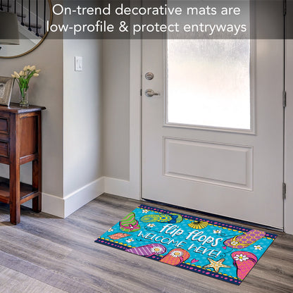 Counterart Flip Flops Welcome Indoor/Outdoor Entryway Floor Mat Manufactured in The USA 29.5" by 17.75"