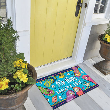 Counterart Flip Flops Welcome Indoor/Outdoor Entryway Floor Mat Manufactured in The USA 29.5" by 17.75"