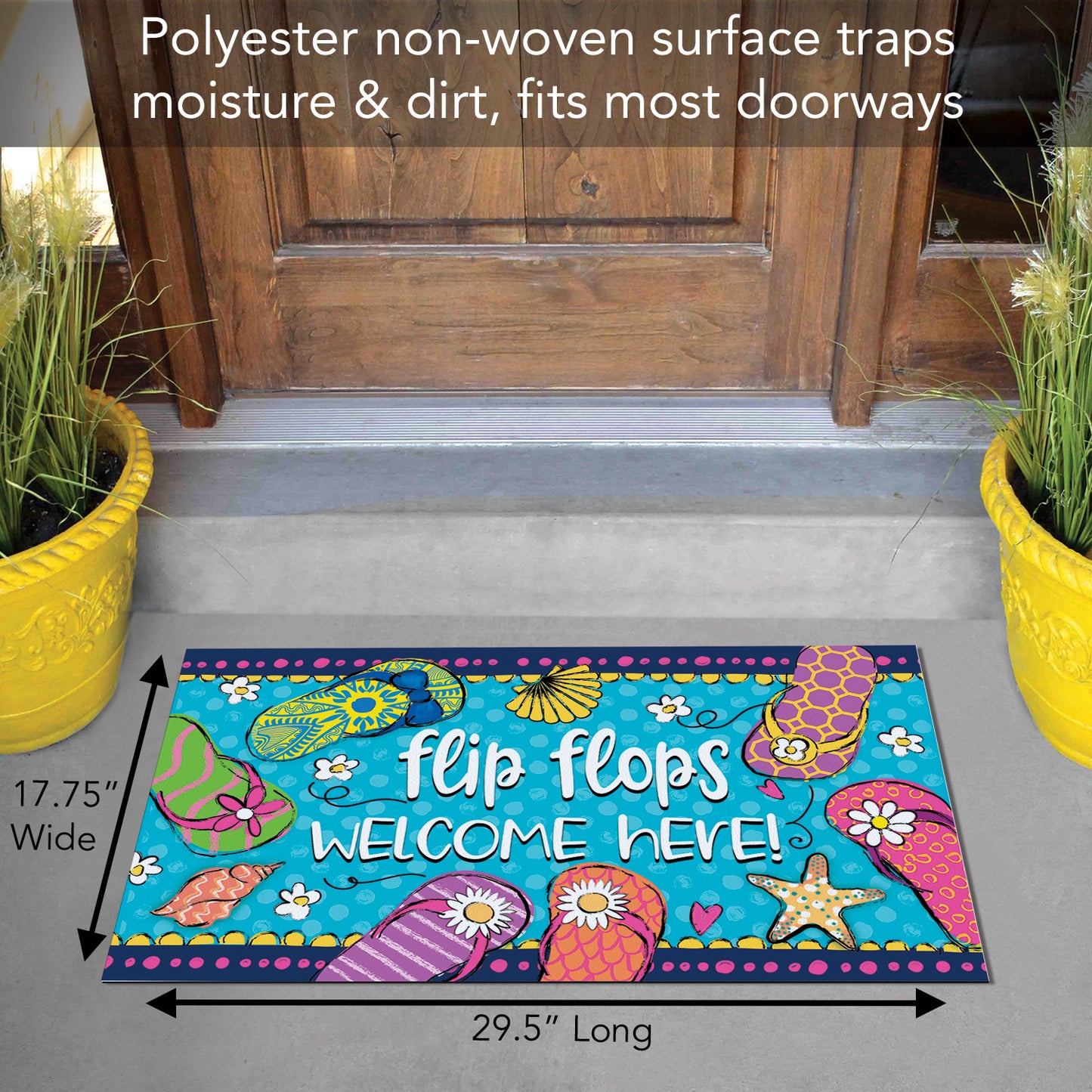 Counterart Flip Flops Welcome Indoor/Outdoor Entryway Floor Mat Manufactured in The USA 29.5" by 17.75"