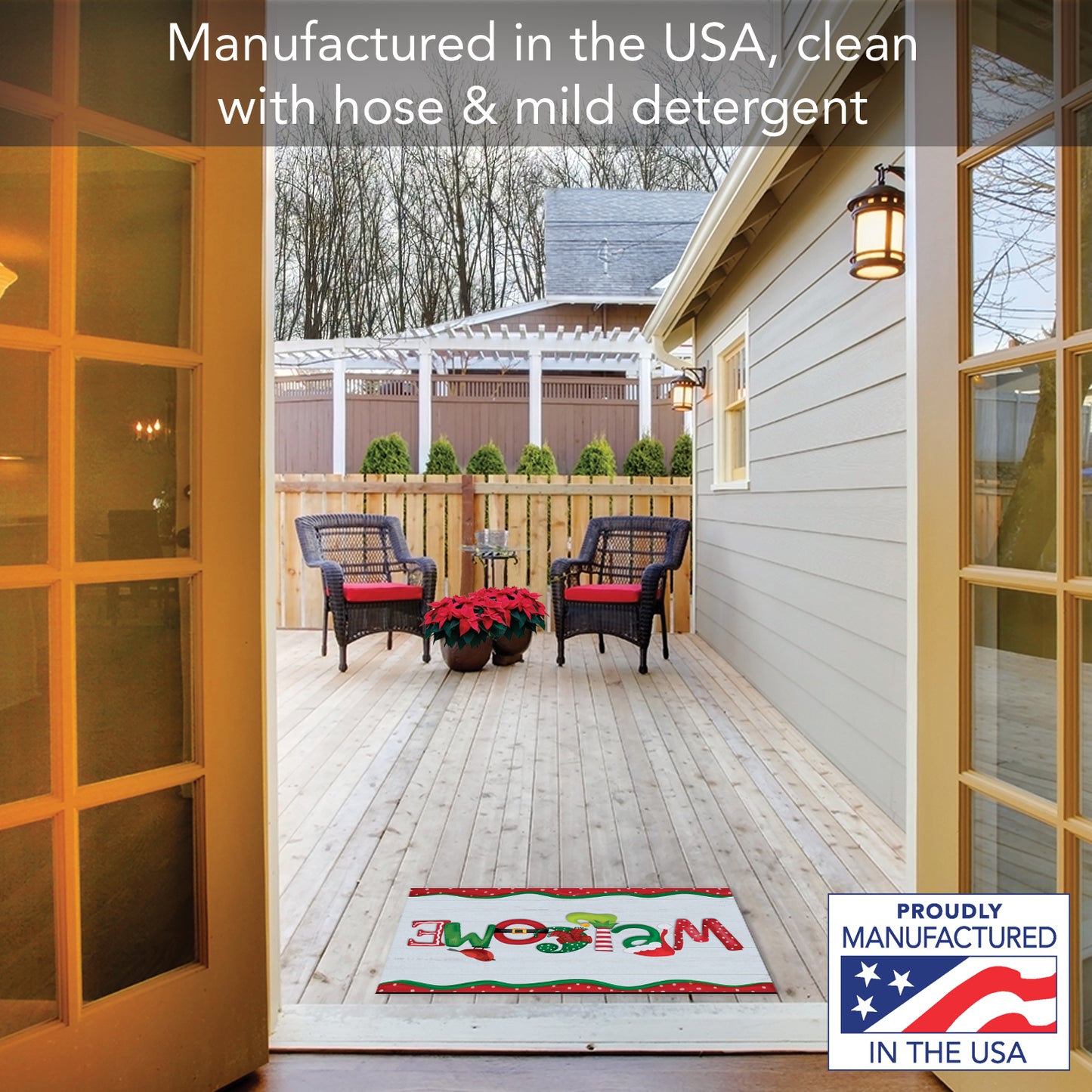 Counterart Christmas Welcome Indoor/Outdoor Entryway Mat Made in the USA 29.5" by 17.75"