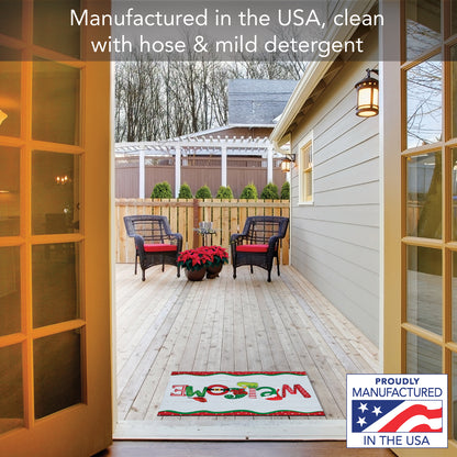 Counterart Christmas Welcome Indoor/Outdoor Entryway Mat Made in the USA 29.5" by 17.75"