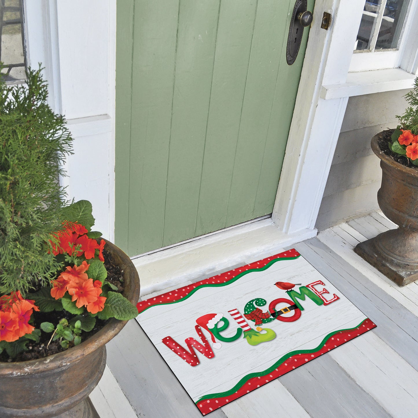 Counterart Christmas Welcome Indoor/Outdoor Entryway Mat Made in the USA 29.5" by 17.75"