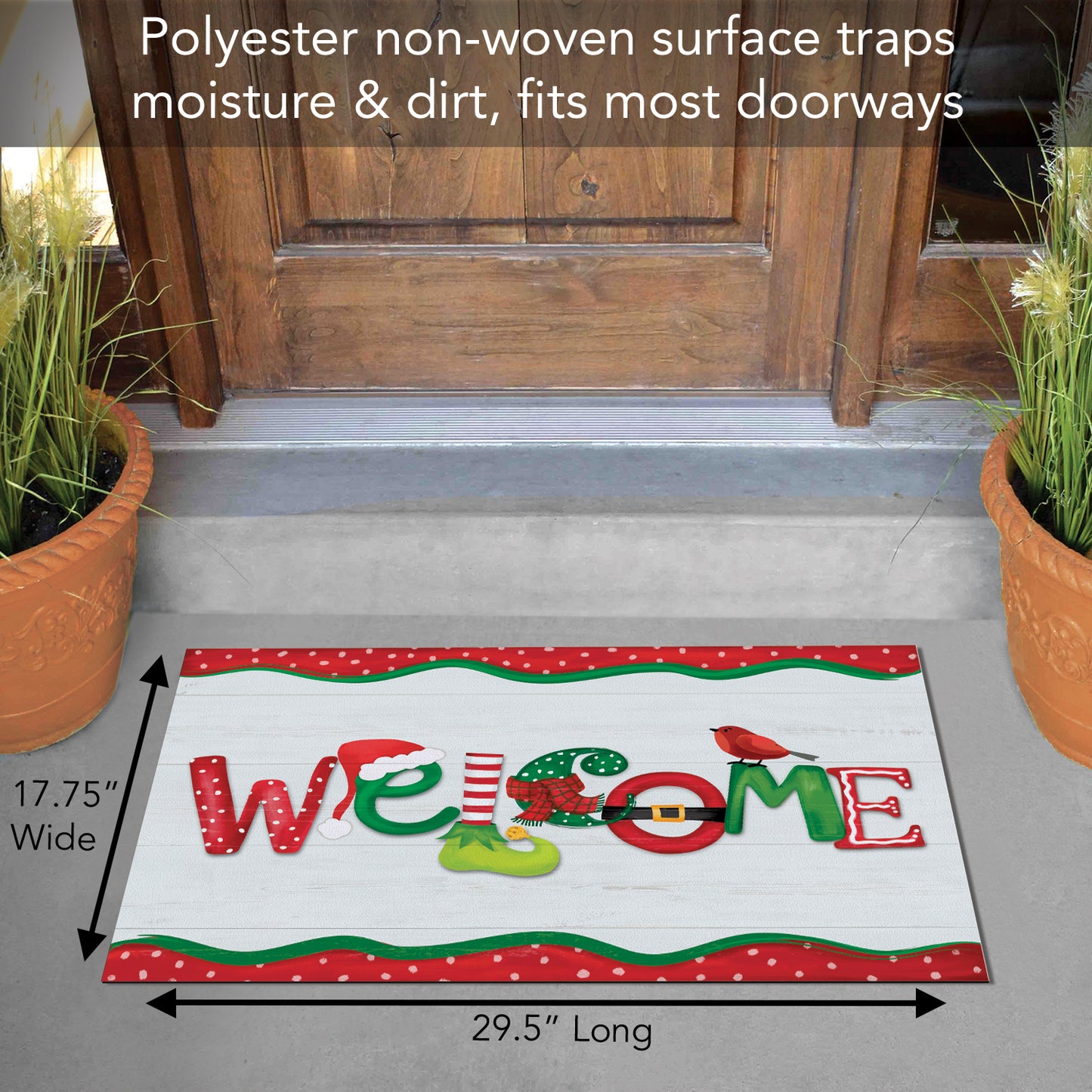 Counterart Christmas Welcome Indoor/Outdoor Entryway Mat Made in the USA 29.5" by 17.75"