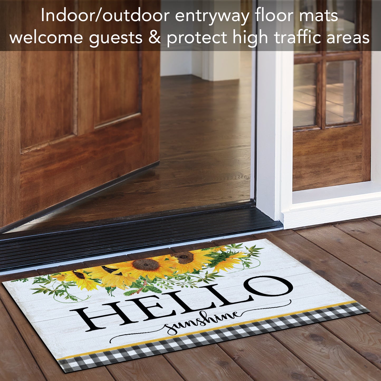 Counterart Hello Sunshine Indoor/Outdoor Entryway Floor Mat Manufactured in the USA 29.5" by 17.75"