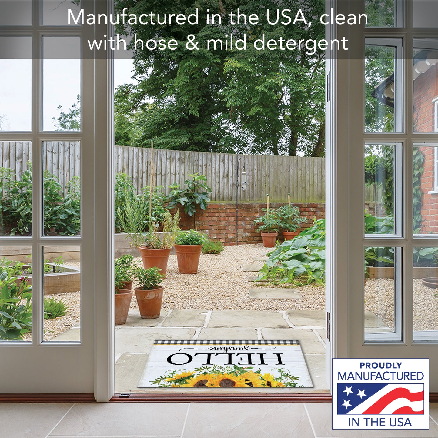 Counterart Hello Sunshine Indoor/Outdoor Entryway Floor Mat Manufactured in the USA 29.5" by 17.75"