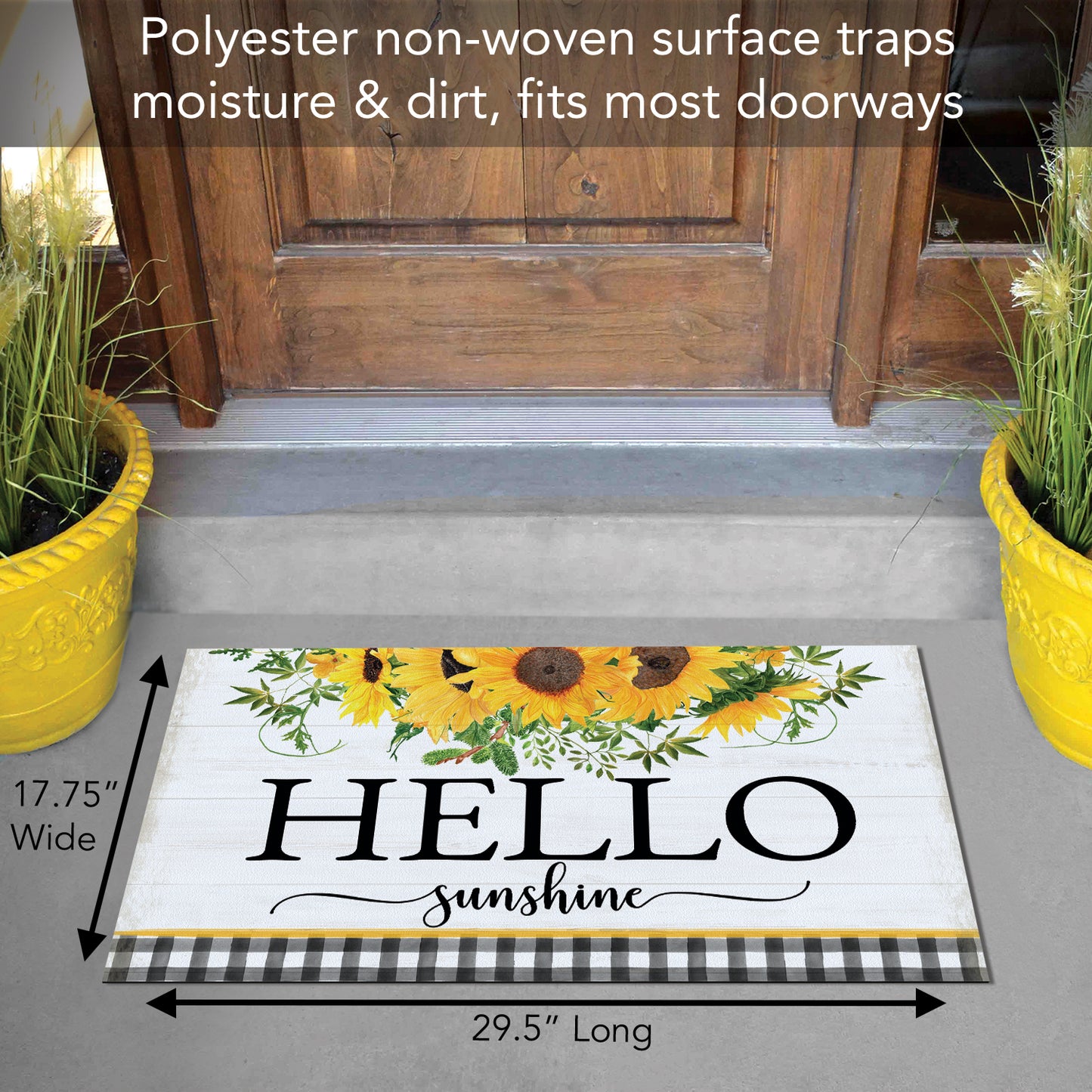 Counterart Hello Sunshine Indoor/Outdoor Entryway Floor Mat Manufactured in the USA 29.5" by 17.75"