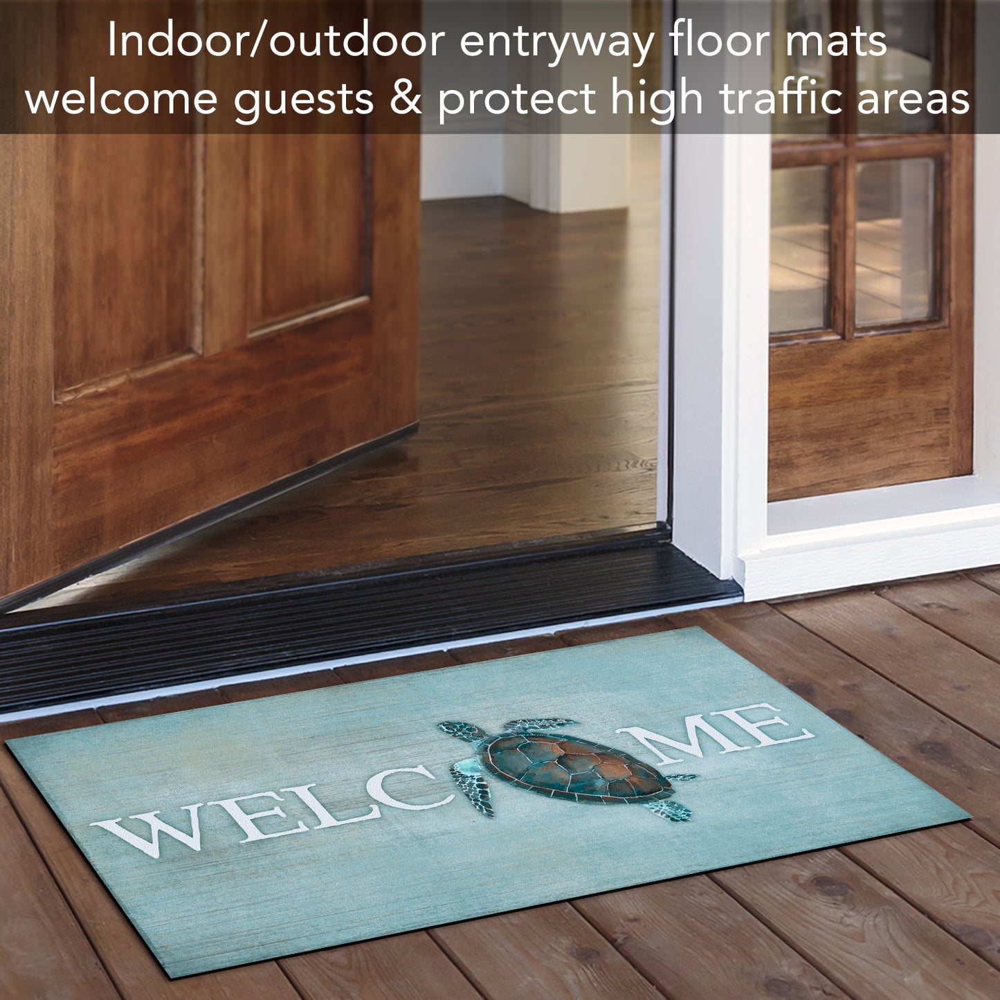 Counterart Sea Turtle Welcome Indoor/Outdoor Entryway Welcome Mat 29.5" by 17.75"