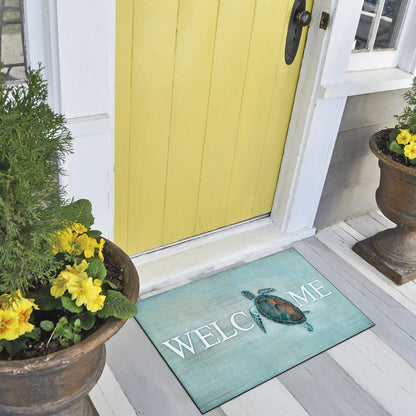 Counterart Sea Turtle Welcome Indoor/Outdoor Entryway Welcome Mat 29.5" by 17.75"
