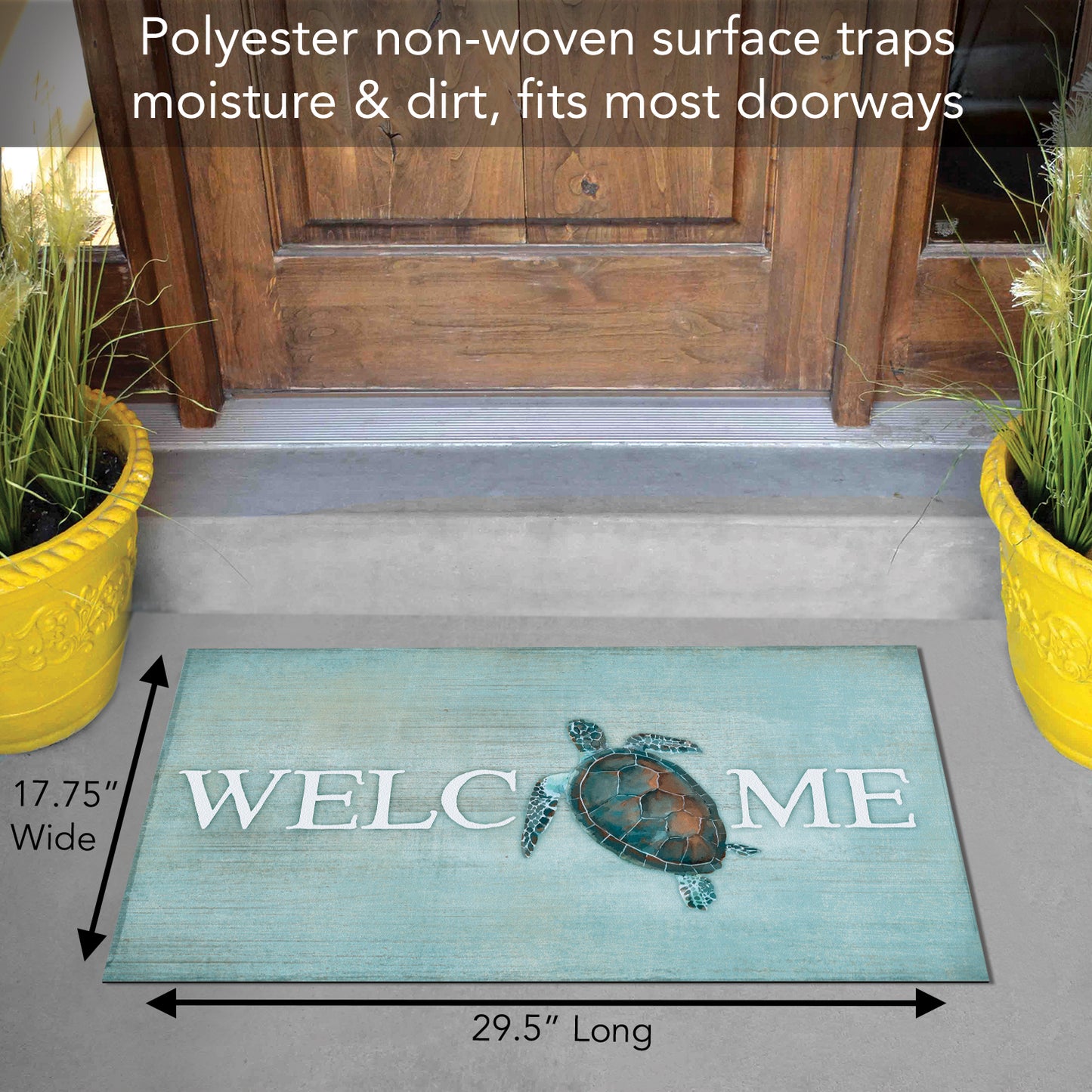 Counterart Sea Turtle Welcome Indoor/Outdoor Entryway Welcome Mat 29.5" by 17.75"
