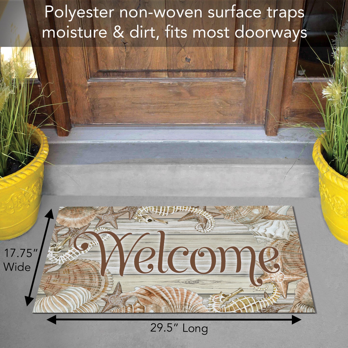 Counterart Shell Welcome Indoor/Outdoor Entryway Welcome Mat Manufactured in The USA 29.5" by 17.75"