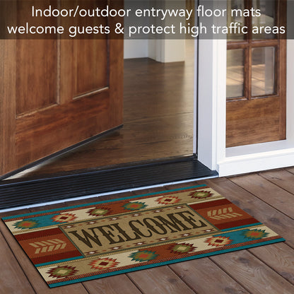 Counterart Southwest Welcome Indoor/Outdoor Entryway Floor Mat Manufactured in the USA 29.5" by 17.75"