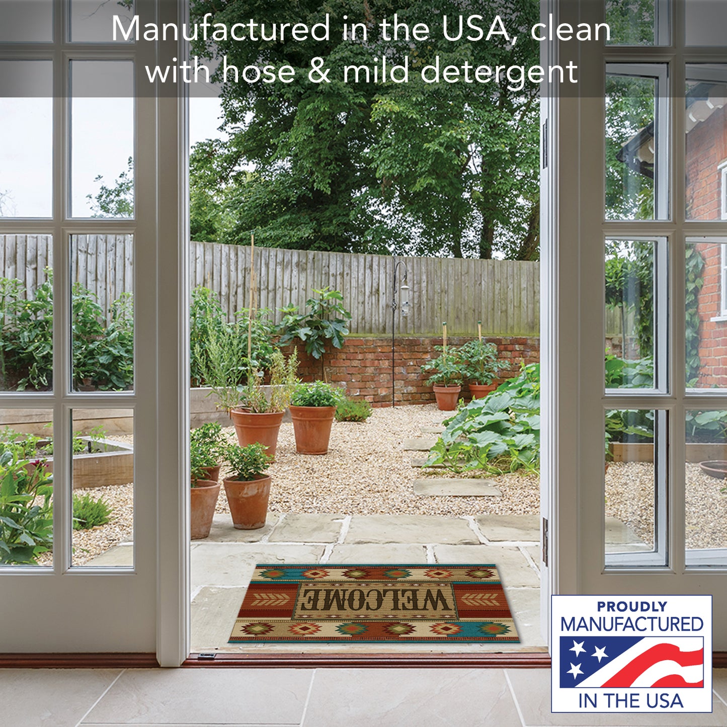 Counterart Southwest Welcome Indoor/Outdoor Entryway Floor Mat Manufactured in the USA 29.5" by 17.75"