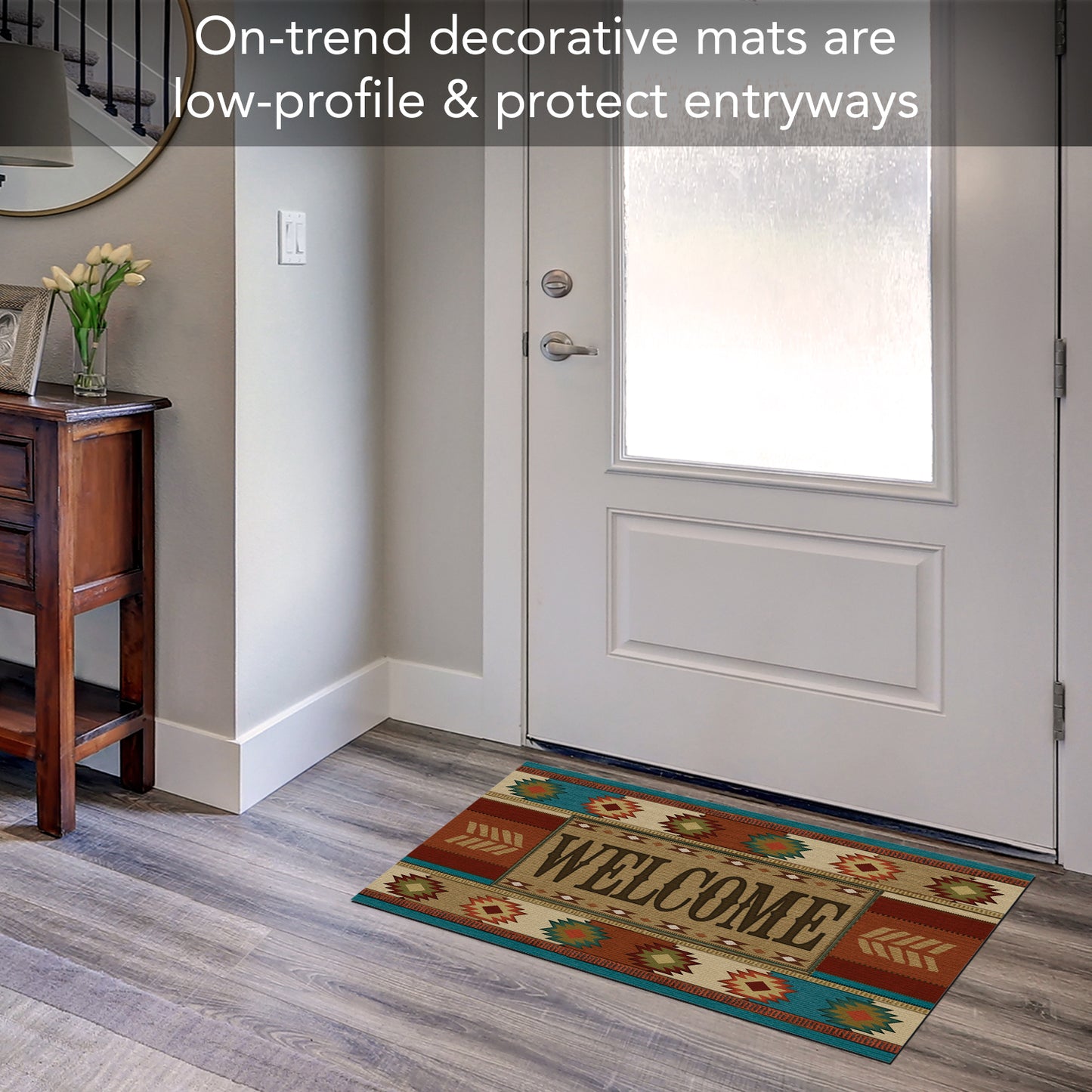 Counterart Southwest Welcome Indoor/Outdoor Entryway Floor Mat Manufactured in the USA 29.5" by 17.75"