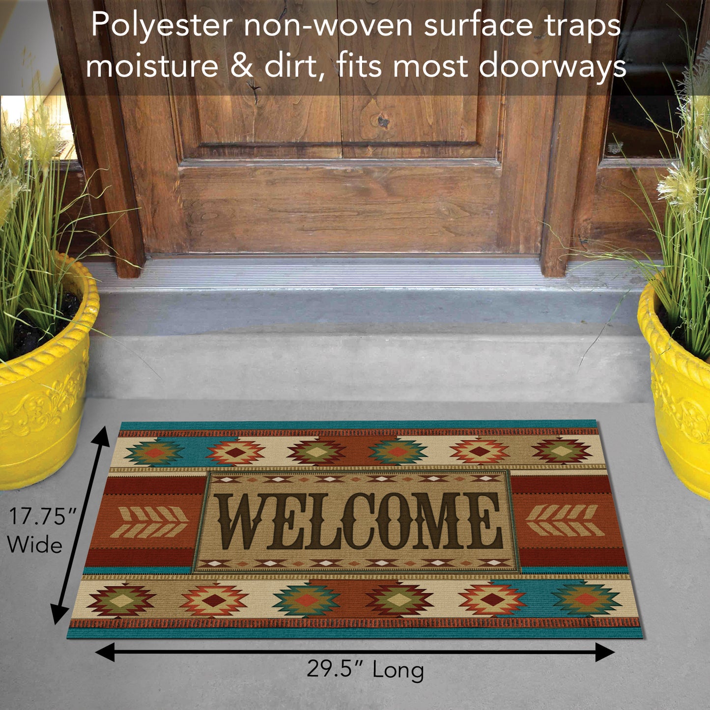 Counterart Southwest Welcome Indoor/Outdoor Entryway Floor Mat Manufactured in the USA 29.5" by 17.75"