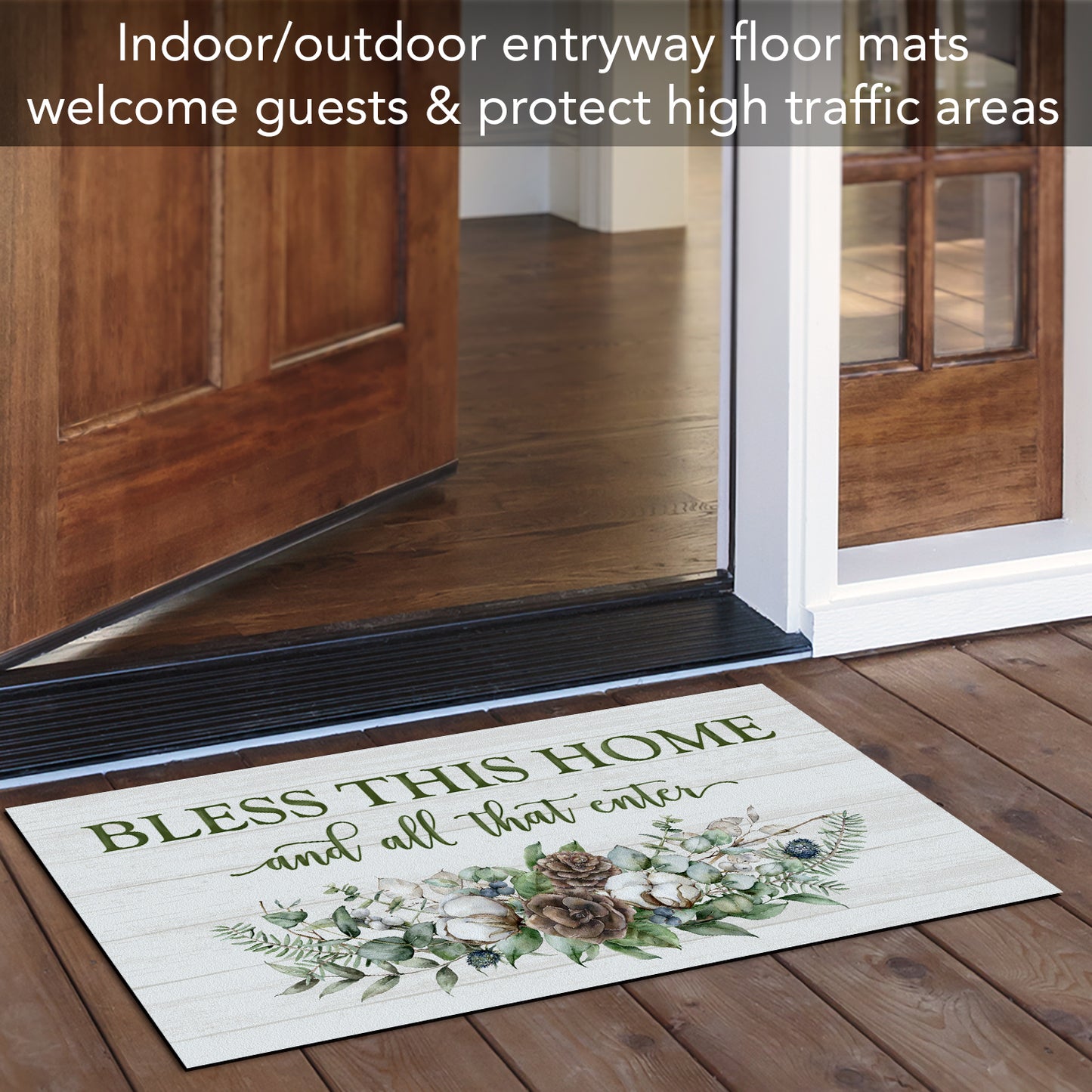 Counterart Bless This Home Winter Indoor/Outdoor Entryway Mat Made in the USA 29.5" by 17.75"