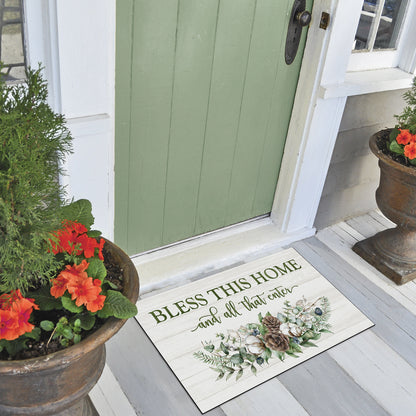 Counterart Bless This Home Winter Indoor/Outdoor Entryway Mat Made in the USA 29.5" by 17.75"