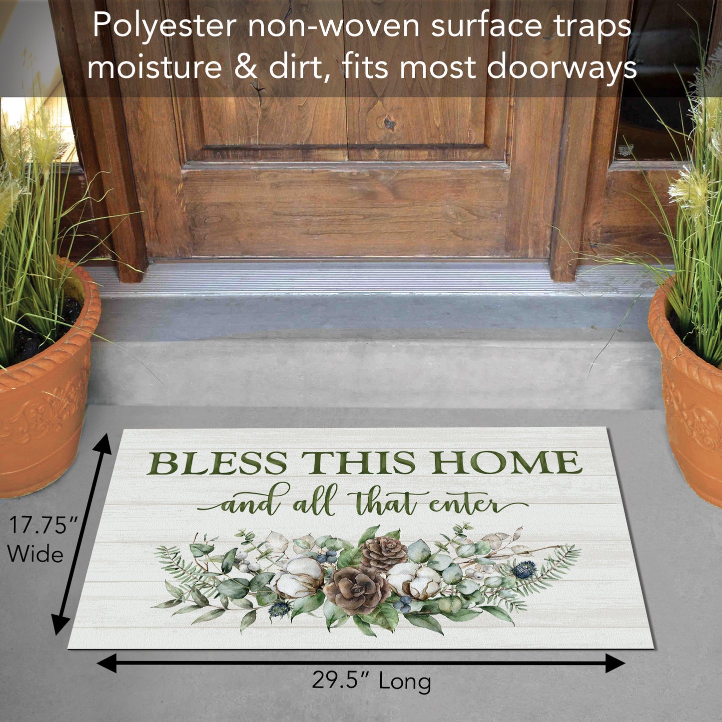 Counterart Bless This Home Winter Indoor/Outdoor Entryway Mat Made in the USA 29.5" by 17.75"