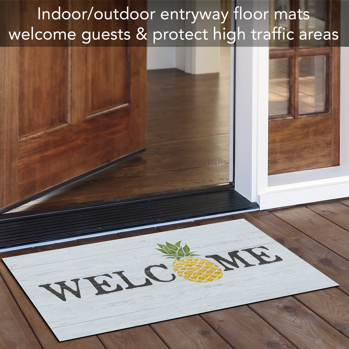 Counterart Welcome Pineapple Indoor/Outdoor Entryway Floor Mat Manufactured in the USA 29.5" by 17.75"